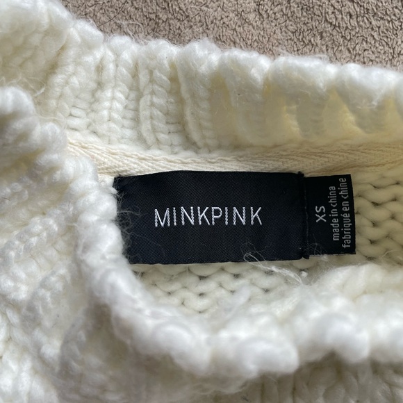 MINKPINK off white chunky knit sweater (mock neck) - Picture 4 of 5